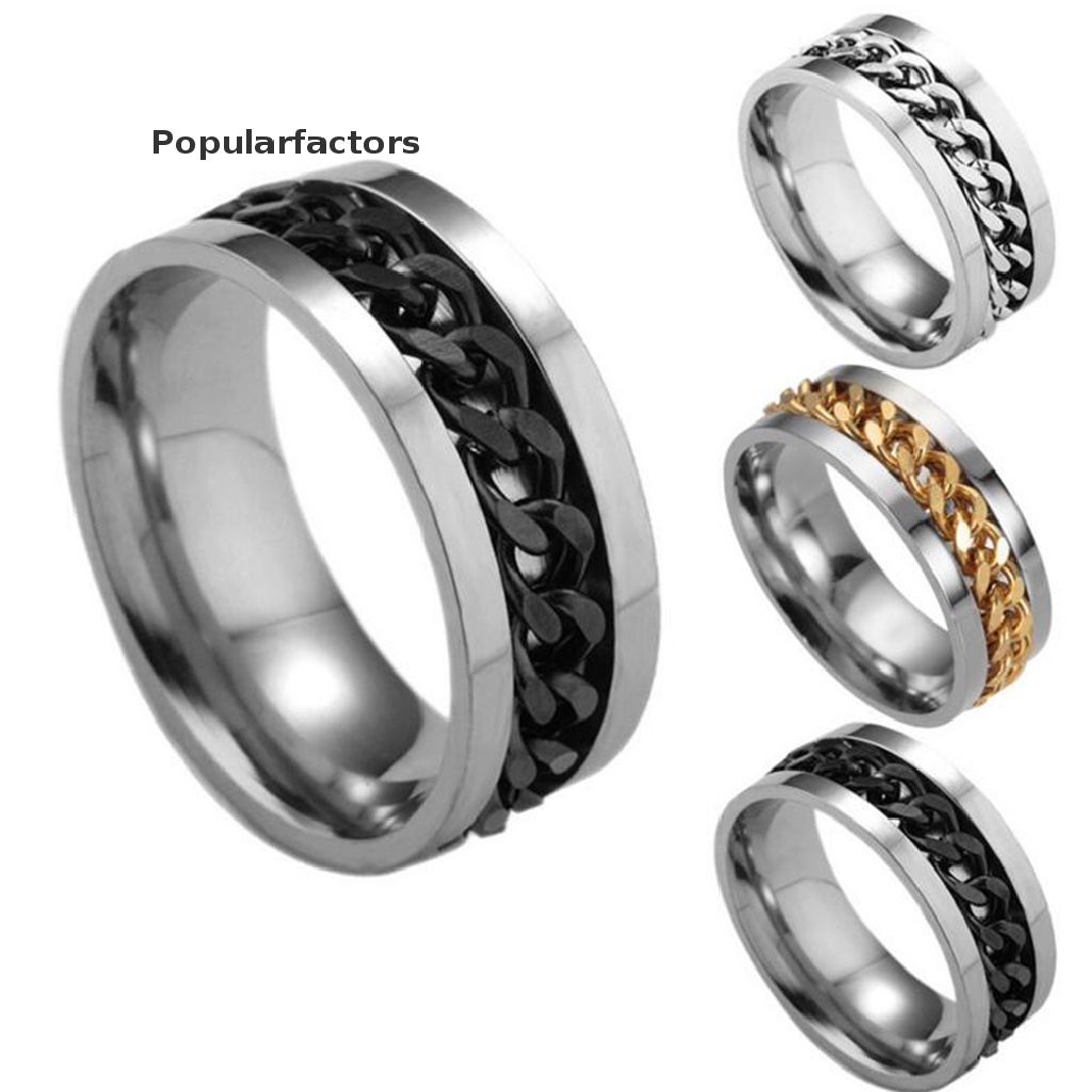 (Hàng Bán Chạy) Nhẫn Thép Có Dây Xích Xoay Cho Nam Và Nữ (Hàng Có Sẵn)