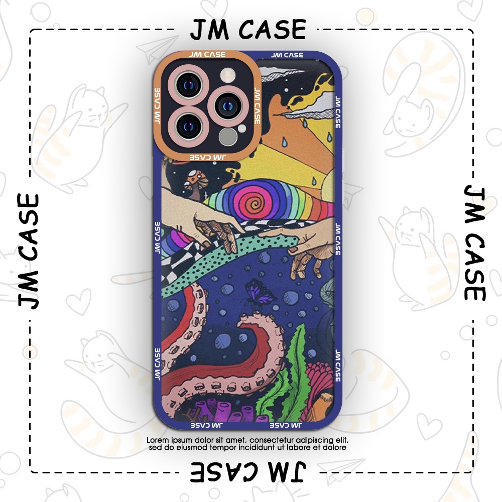 Ốp lưng iphone samsung xiaomi oppo cạnh vuông JMCase Hippie Art Retro Style