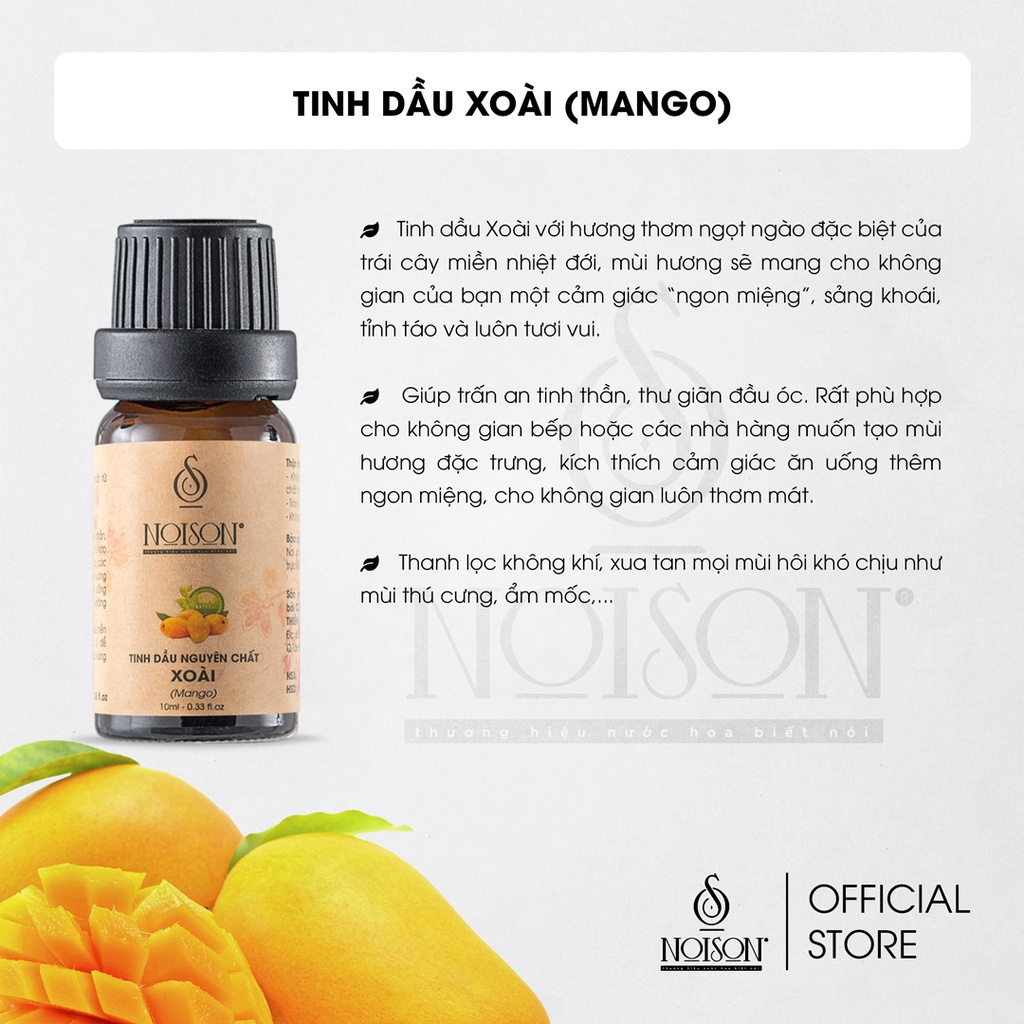 Tinh dầu Xoài Noison dạng treo xe - treo phòng | Mango Essential Oil | Nhập khẩu Ấn Độ |