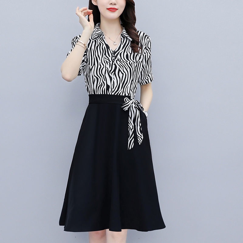 Mẫu váy mùa hè mới của bà mẹ trẻ trung niên 2020 váy ngắn tay trung niên và người già váy quý phái tuổi 40 váy phụ nữ tr
