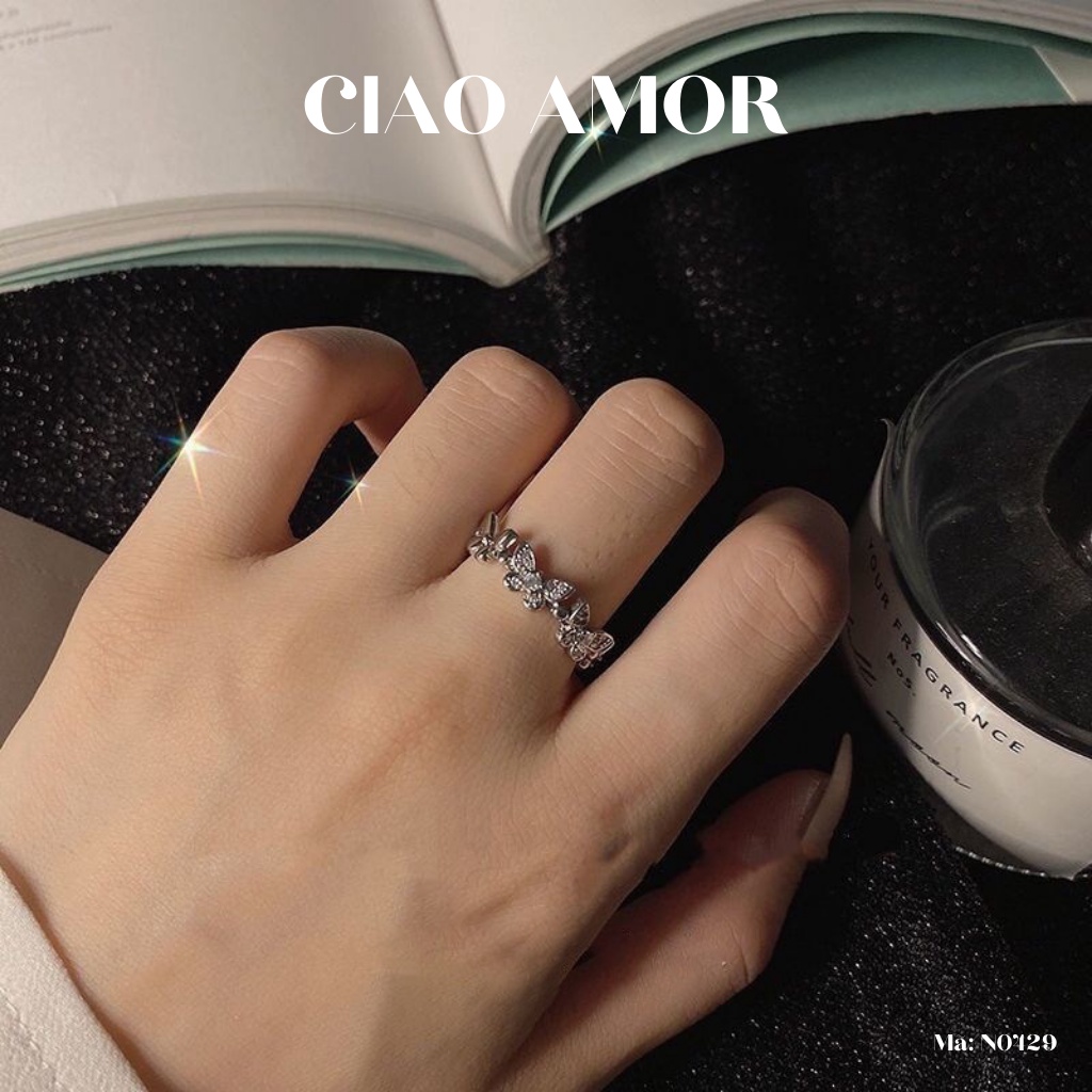 Nhẫn nữ xinh xắn cánh nhiều đính đá dễ thương Trang sức Ciao Amor - N0429