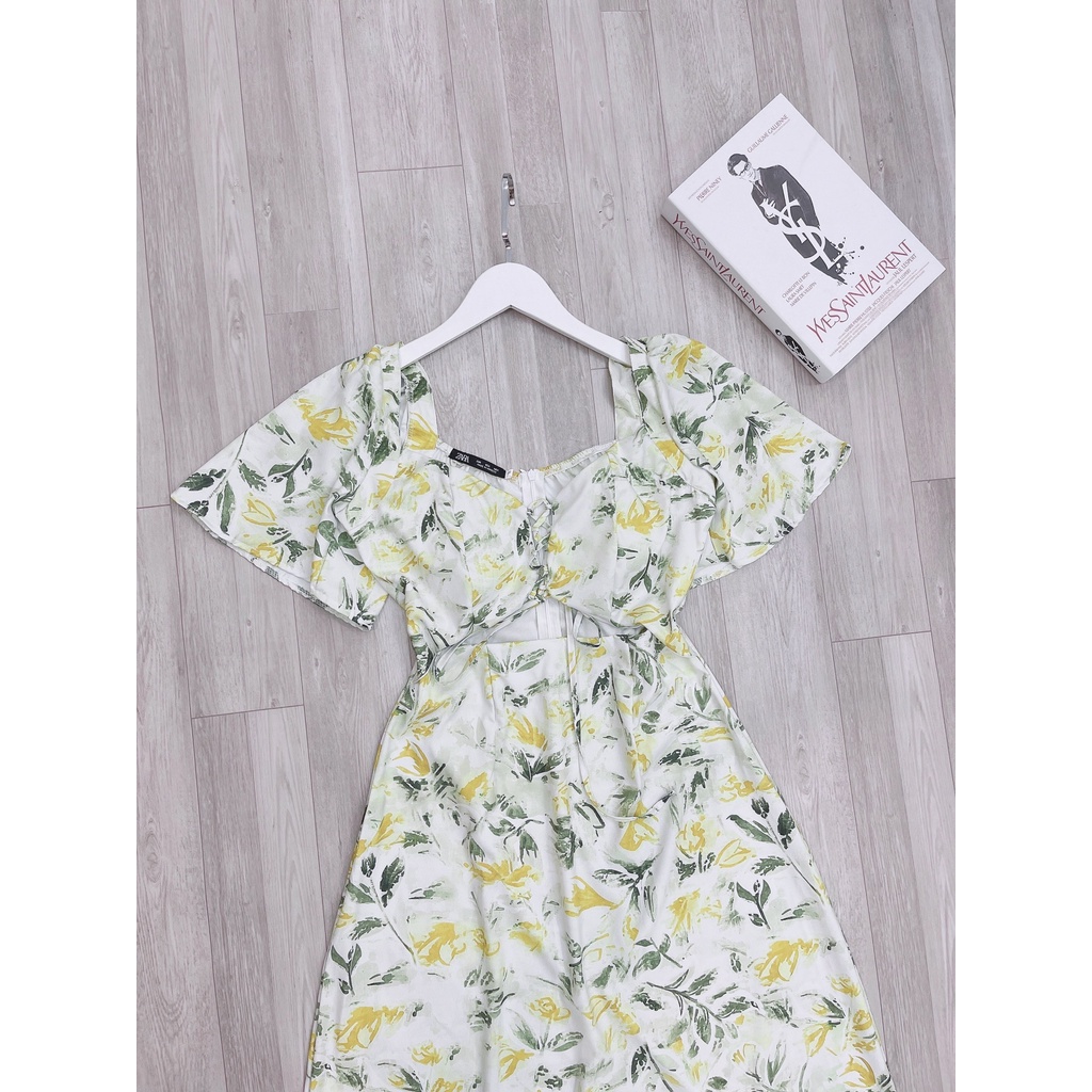 VÁY MAXI DÁNG DÀI CUTOUT HOA CÀNH CÚP NGỰC ĐAN DÂY SEXY ZARA