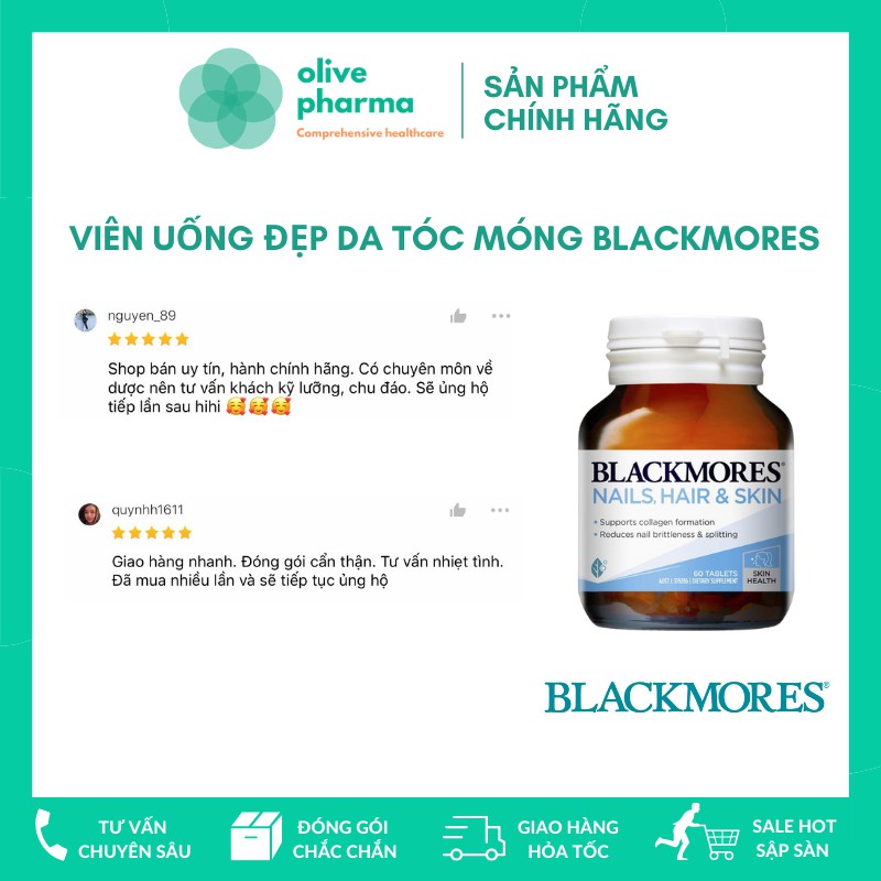 Blackmore Nail, Hair And Skin - 60 Viên Của Úc Mẫu Mới - Da Khỏe Mạnh, Tóc Mềm Mại, Móng Chắc Khỏe