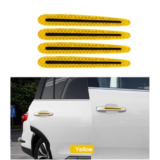 Bộ 4 tem decal phản quang tay nắm cửa xe ô tô (vàng)