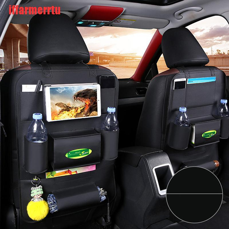 {iffarmerrtu}Black Car Seat Back Multi-Pocket Leather Storage Bag Organizer Holder Universal HZQ