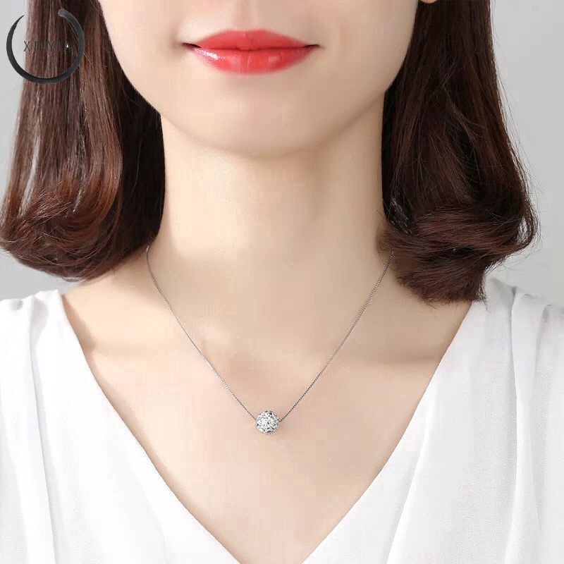 Dây Chuyền Titan Đính Đá Pha Lê Chống Gỉ Sét Xinh Xắn Cho Nữ