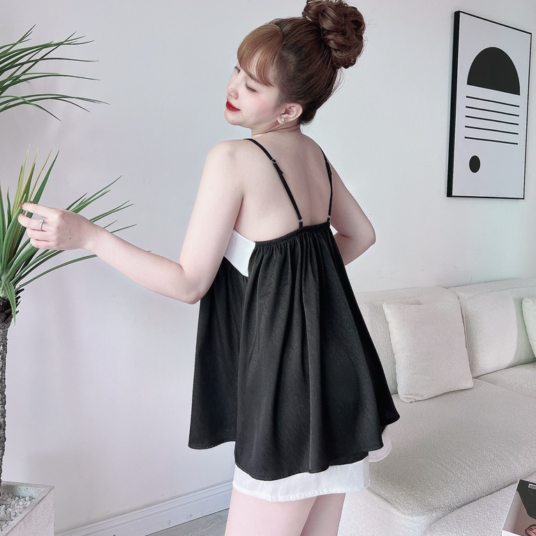 Bộ Mặc Nhà Nữ SOJUN chất liệu Lụa Xước Tô Châu Trơn In Hình Dưới 45-75Kg