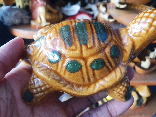 RÙA TRÁNG MEN TRANG TRÍ HỒ CÁ NON BỘ 12x8x5cm