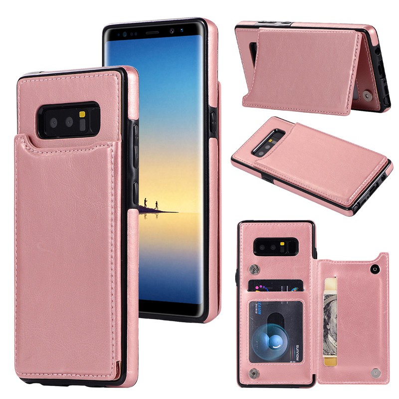 Ốp điện thoại da Crazy Horse dạng ví có ngăn đựng thẻ cho Samsung Note 8 Note 9