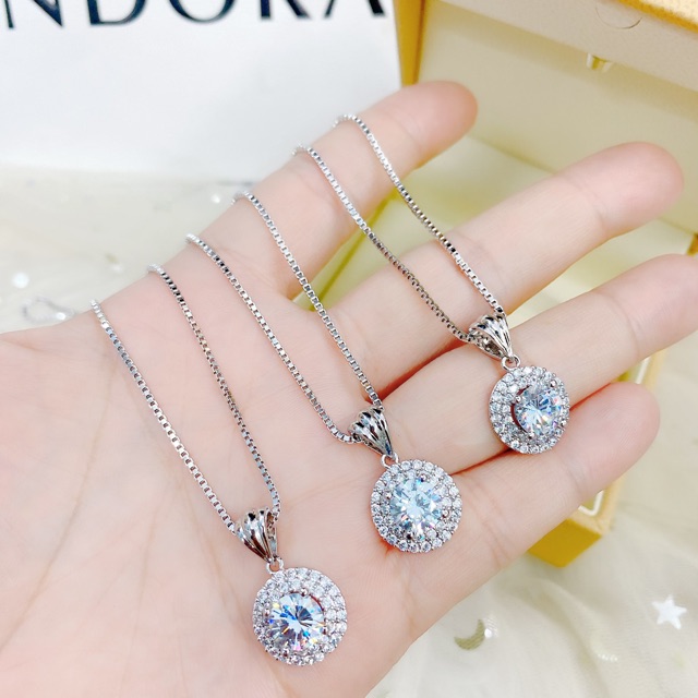 Dây chuyền mặt tròn mạ bạch kim