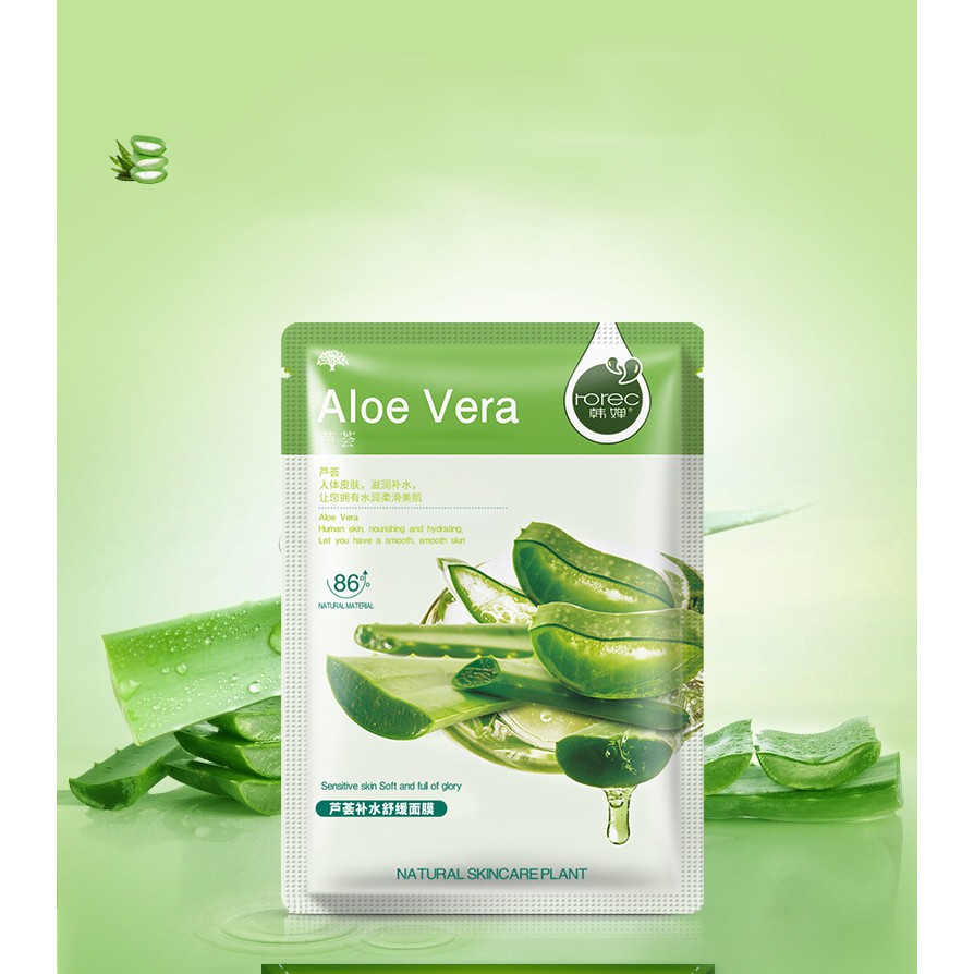 Combo 5 mặt nạ giấy dưỡng da Rorec mix việt quất, lô hội, lựu đỏ, mật ong, olive dưỡng ẩm, da sáng màu SPU088