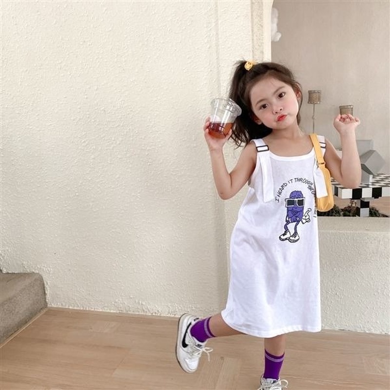 Đầm Yếm Dáng Rộng Họa Tiết Hoạt Hình Thời Trang Mùa Hè 2022 Cho Bé Gái