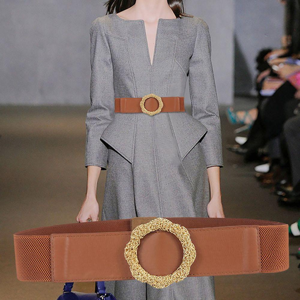 Thắt Lưng Vải Canvas Phối Hoa Bằng Da PU Màu Ngà Phong Cách Hàn Quốc Sang Trọng