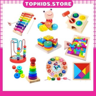 Đồ chơi gỗ montessori thông minh cho bé bộ combo 4 5 6 7 8 9 món cho bé trai bé gái từ 0 1 2 3 tuổi TOPKIDS