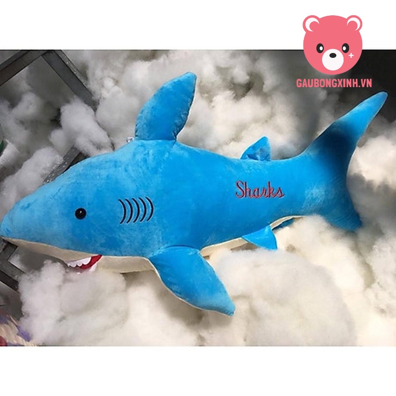 Gấu Bông Cá Mập Xanh Cute kích thước 45cm, Thú nhồi bông hình Baby Shark, Đồ chơi hot trend dành cho các bé