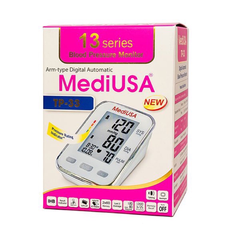 Máy Đo Huyết Áp Bắp Tay Cảnh Báo Đột Quỵ Tự Động Mediusa Tp-33