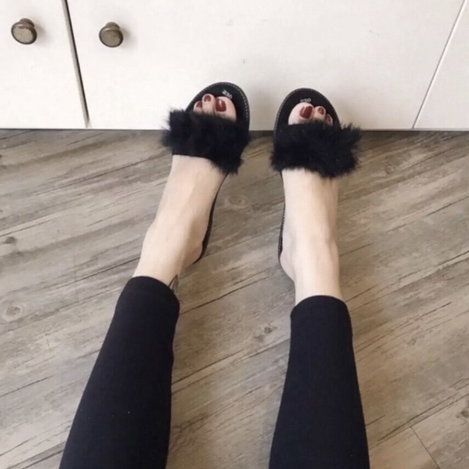 Dép lông-Dép tông nữ quai ngang lông nhiều màu siêu hot