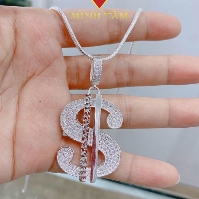 Mặt dây chuyền bạc nam hình Đô La,Bộ dây chuyền mặt Đô La chất liệu bạc ta-Minh Tâm Jewelry