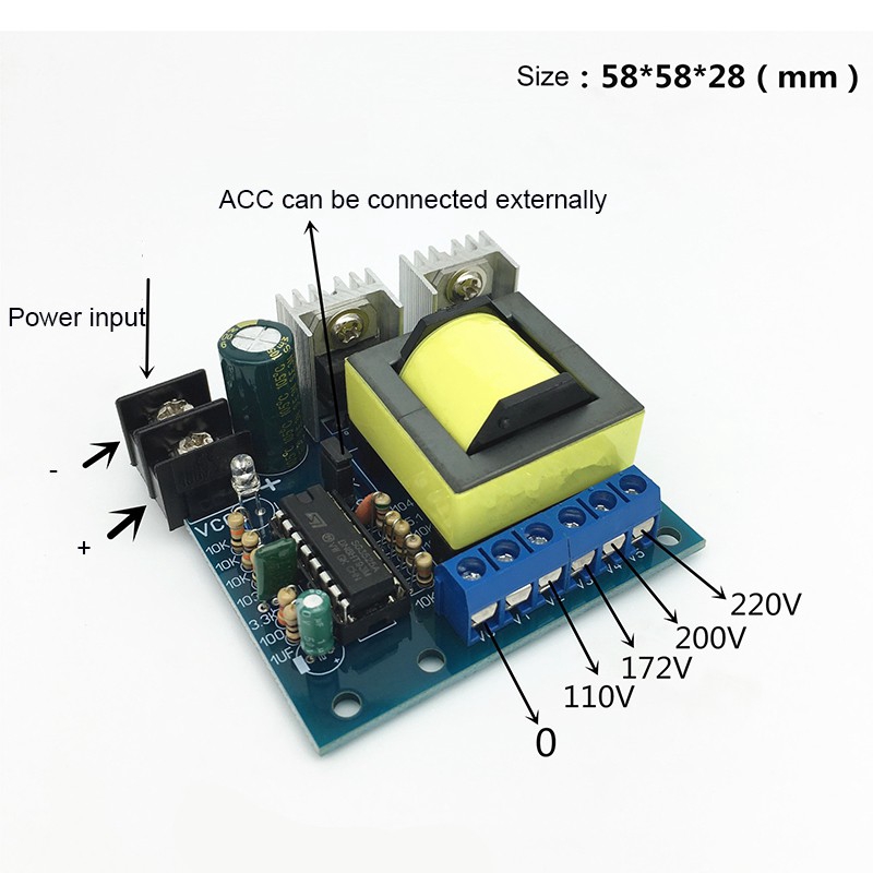 150W DC 12V sang AC 110V 220V 20KHZ Nguồn điện Biến tần Bộ sạc Bộ chuyển đổi Bo mạch tăng cường Sóng vuông tần số cao