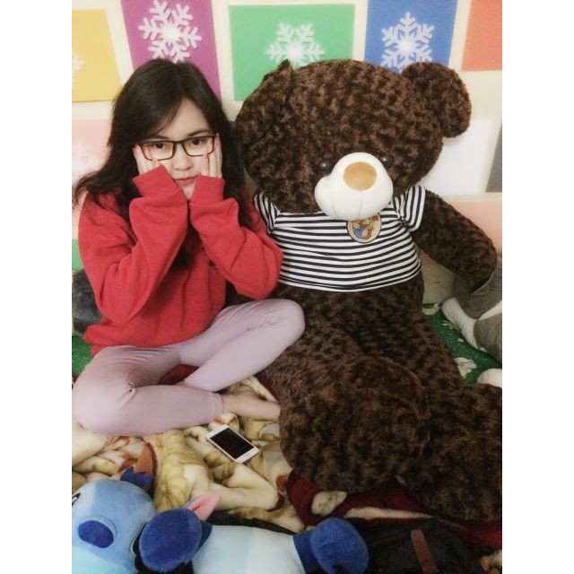 Gấu bông Teddy Cao Cấp khổ vải 1m4 Cao 1,2 màu Nâu hàng Lông Siêu Mềm Mịn
