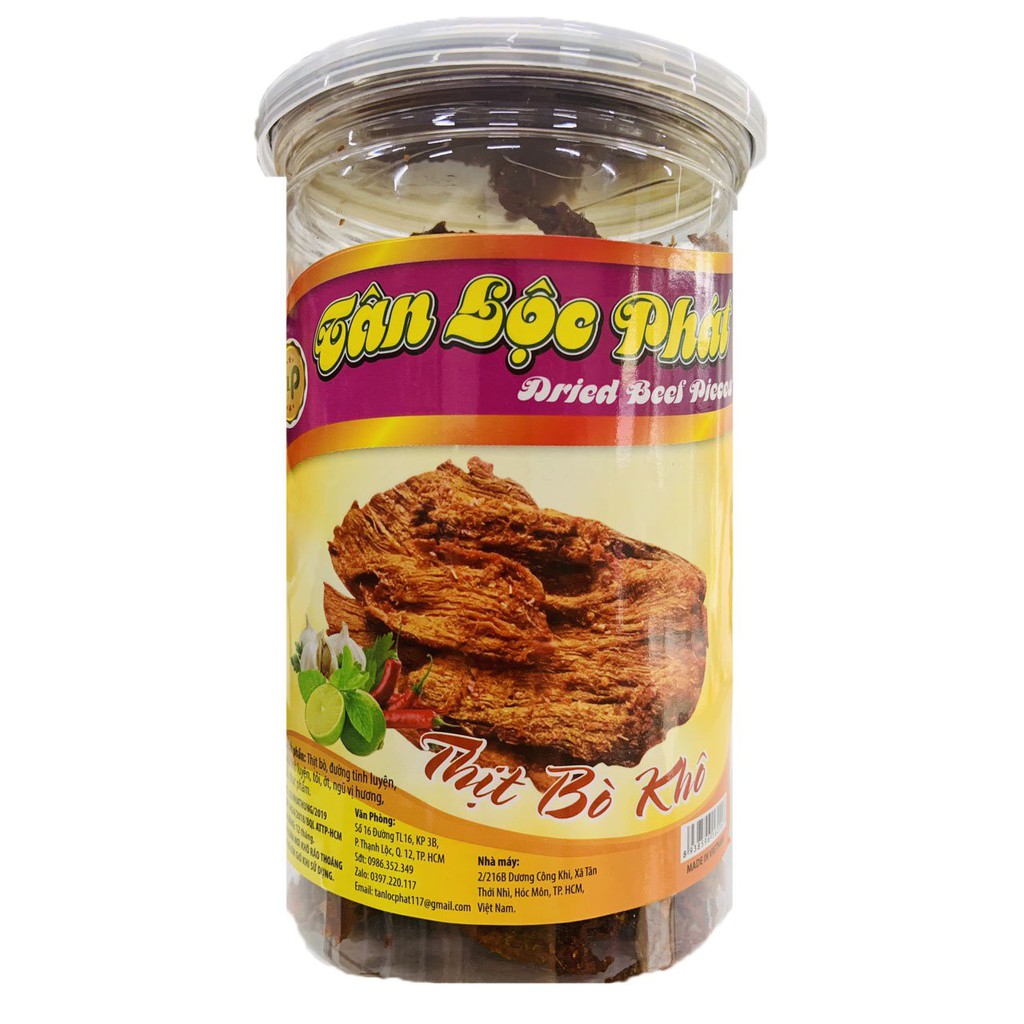 KHÔ BÒ MIẾNG MỀM CAY LOẠI 1 TÂN LỘC PHÁT - HŨ 200G.