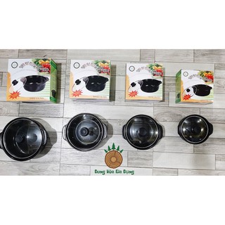Nồi Đất Sứ Tráng Men Nắp Kính Cao Cấp 0,5L 1L 1L5 2L. Nồi nấu mỳ cay lòng cạn 7in 8in lòng cạn