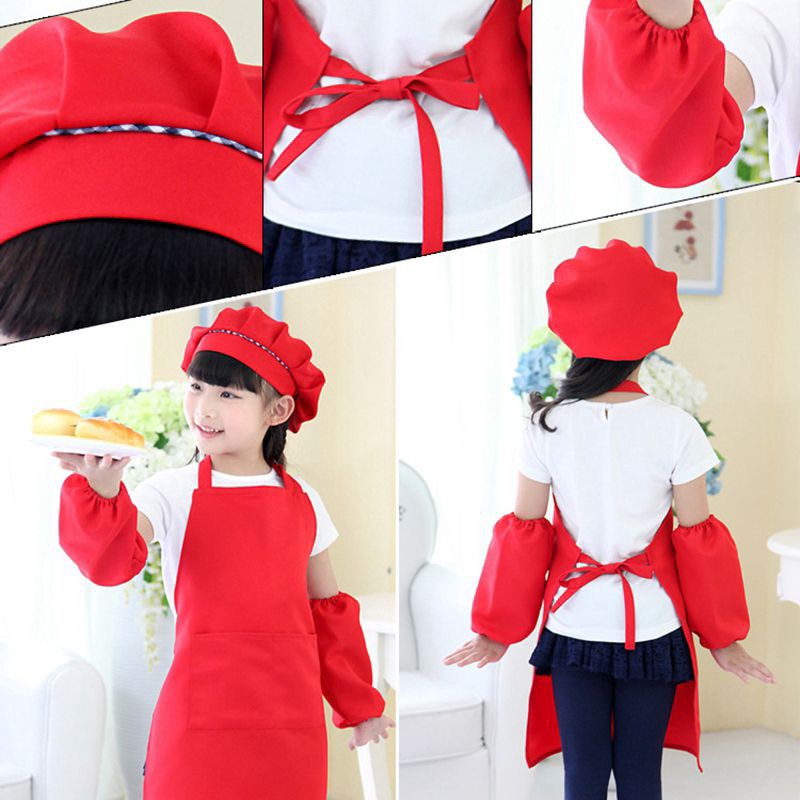 Tạp dề cho bé có kèm mũ nón