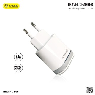 Củ Sạc Liền Dây 2 Cổng USB TITAN CB09