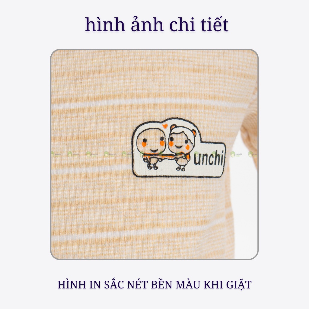 Bộ Sơ Sinh Bé Gái, Bé Trai UNCHI Vải Sọc Dệt Kẻ Ngang Co Giãn 4 Chiều, Bộ Đồ Cho Bé Mặc Hè Thoáng Mát UN2202