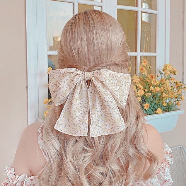 Kẹp tóc nơ voan hoa Nami Ribbon