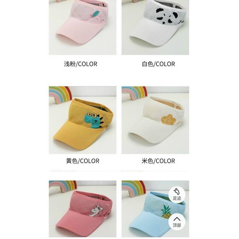 Mũ lưỡi trai kiểu hở nữa đầu họa tiết hình thú đáng yêu cho bé