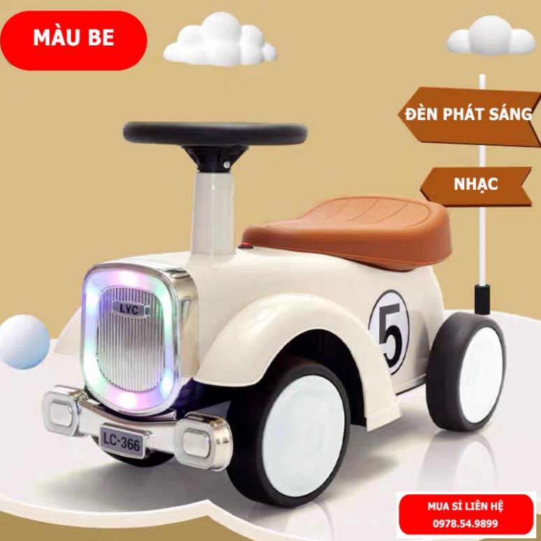 Xe lắc cho bé, Xe chòi chân trẻ em hình có tựa lựng phát nhạc đèn sinh động XLBO