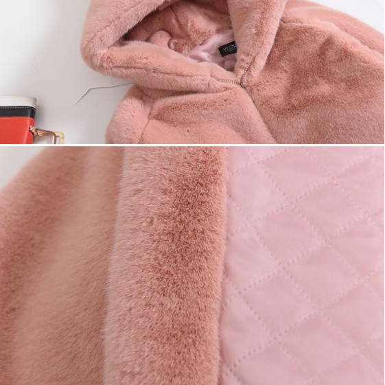 Áo Khoác Lông Nữ Mũ Tai Thỏ Đáng Yêu Ấm Áp Dễ Thương | BigBuy360 - bigbuy360.vn