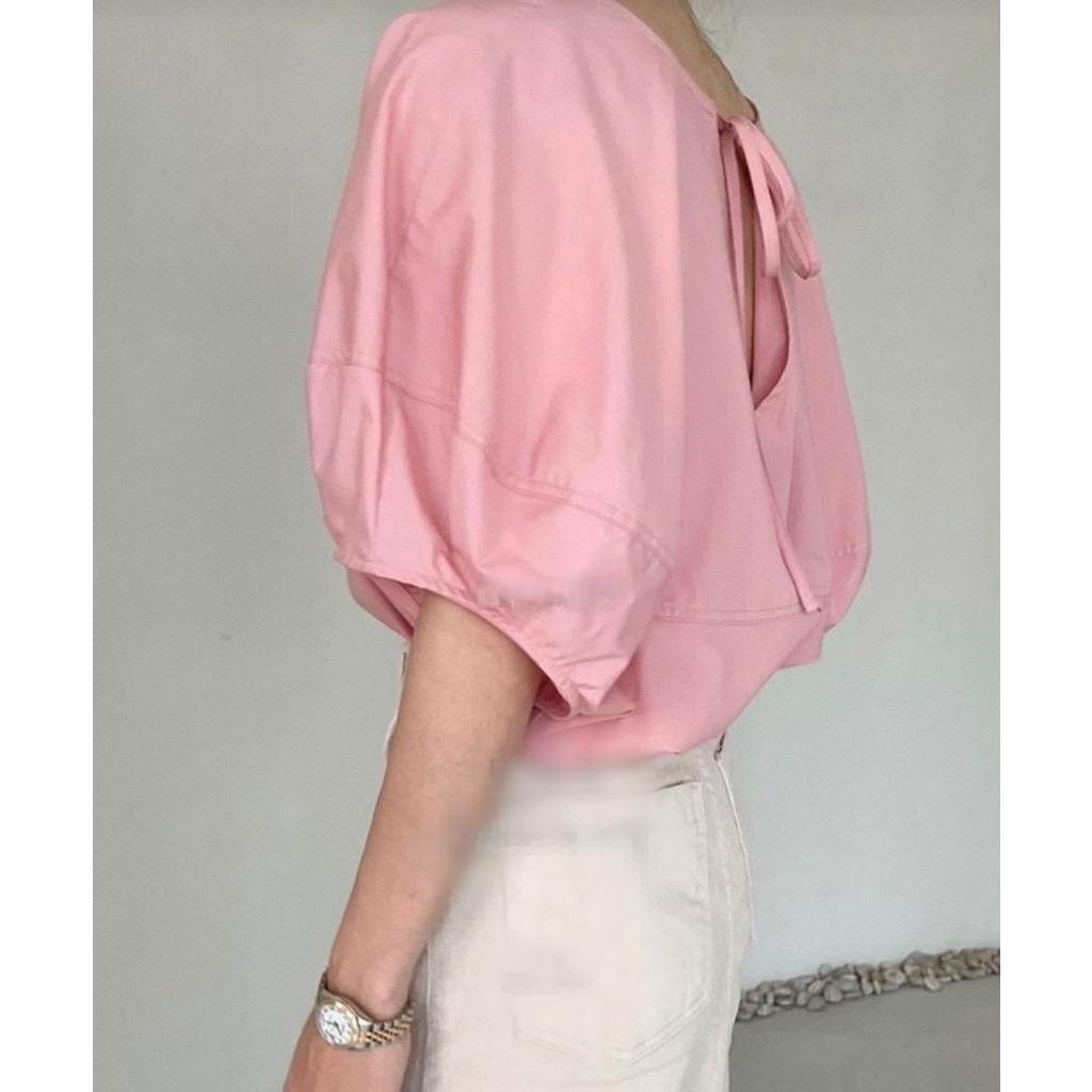 Áo Sơ Mi Nữ Thắt Dây Trước Và Sau Lưng Dáng Rộng Thời Trang 62017