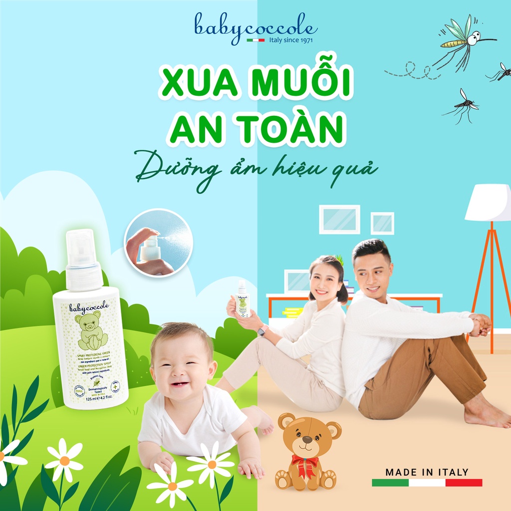 Xịt xua muỗi Babycoccole 0M+ chống muỗi đốt cho bé và cả gia đình, chiết xuất tía tô đất và cây phong lữ 125ml