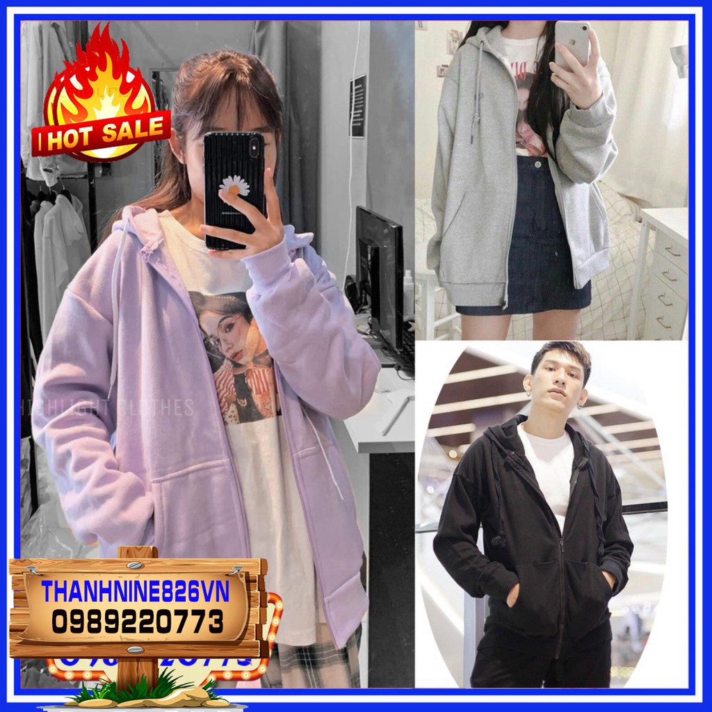 Áo Hoodie Nữ Nam - Áo Khoác Nỉ Trơn 7 Màu Siêu Hot (FREESHIP)