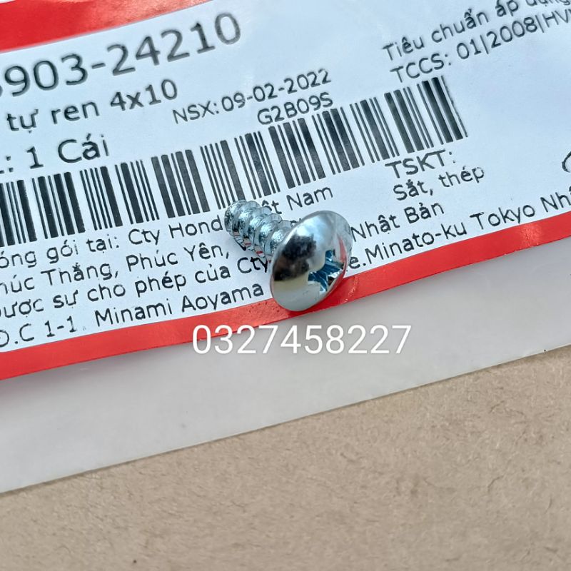 Ốc, vít bắt đèn xi nhan trước xe DREAM zin, Vít tự ren 4x10