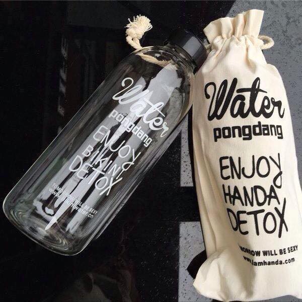 MVP1454 BÌNH NƯỚC DETOX Water PongDang 500ml + TÚI ĐỰNG - Bình nước detox bình nước thể thao, bình nước nhựa trong