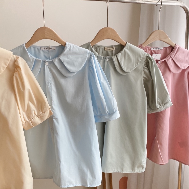 Áo sơ mi cổ 2 lá sen