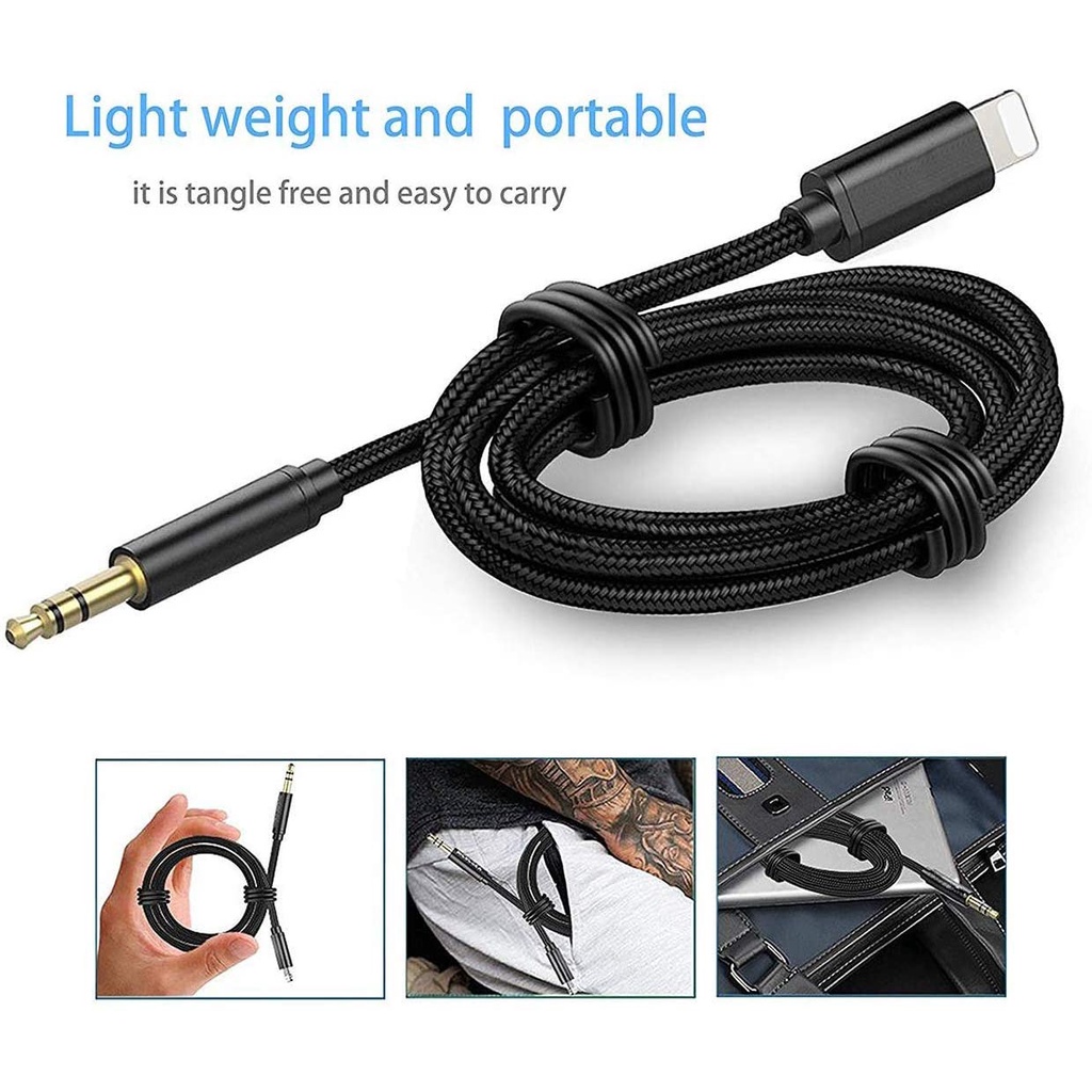Dây Cáp Âm Thanh 3.5 mm Chuyển Đổi Lightning Sang Aux Cho iPhone 12 / 12 Pro / 12 Pro Max / 12 mini / 11 / 11 Pro / 11 Pro Max / XS / XS Max / XR / X Se, Đen