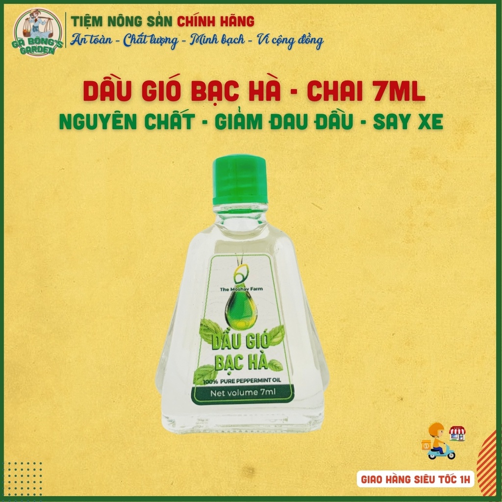 Dầu Gió Bạc Hà Mát Dịu Thông Mũi Giảm Say Xe Giảm Đau Đầu The Moshav Farm Chai 7ml