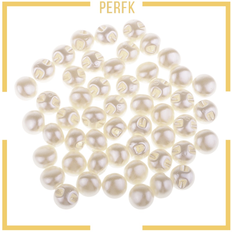 Set 50 Nút Ngọc Trai Màu Trắng 10mm Dùng Để Trang Trí Váy Cưới DIY