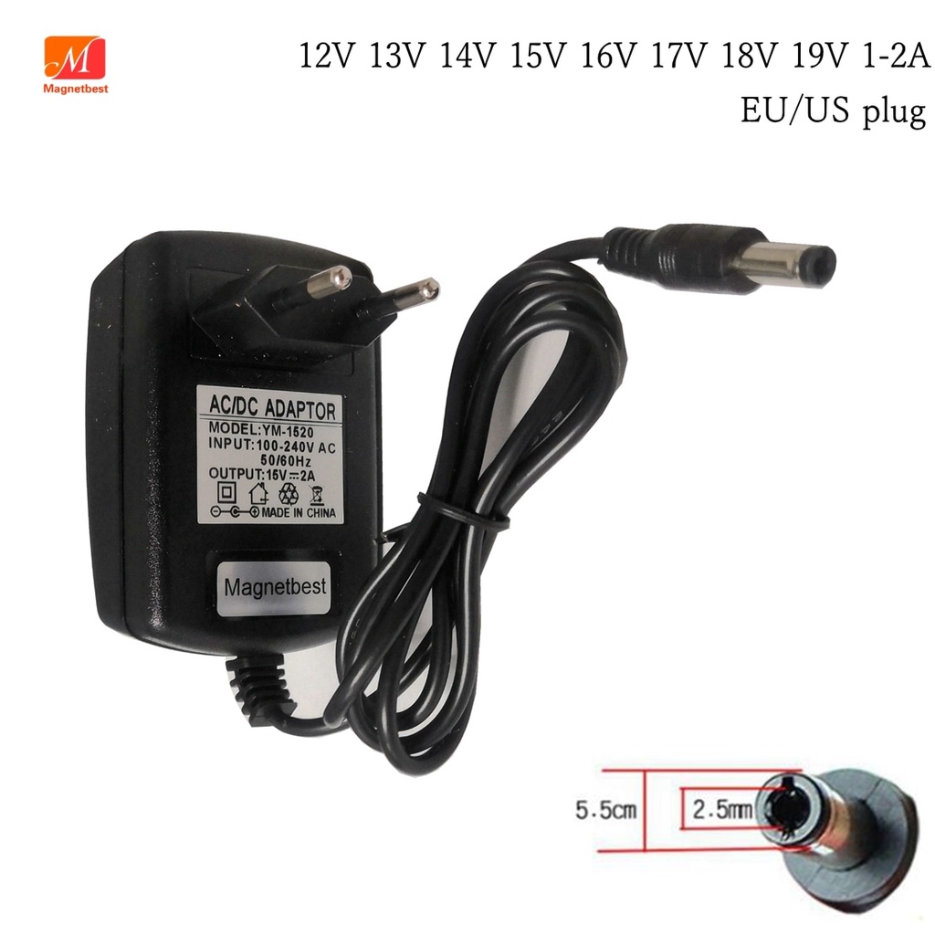 Bộ Chuyển Đổi Nguồn 12V 13V 14V 15V 16V 17V 18V 19V 1-2A AC DC 12V Sang 19V 5.5*2.5/2.1mm