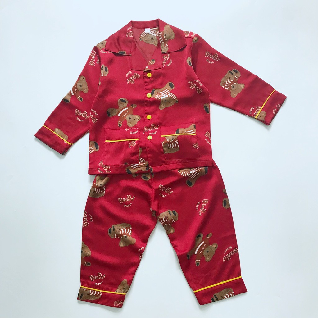 Pijama dài mặc ngủ cho bé trai bé gái vải Satin Lụa size bé 1-9 tuổi 10-40kg Nhiều hoạ tiết dễ thương