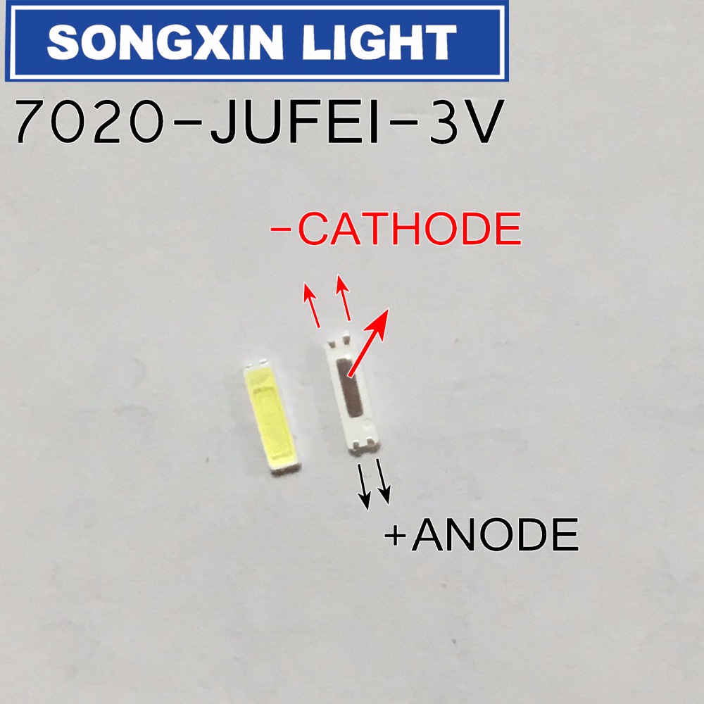 Bộ 50 Đèn LED 7020 Công Suất Cao 0.5W 3V 54LM Ánh Sáng Trắng Lạnh Cho LCD TV