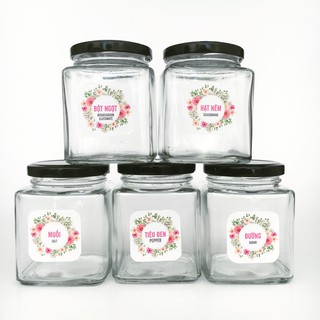 Bộ 05 hũ thủy tinh đựng gia vị 280ML