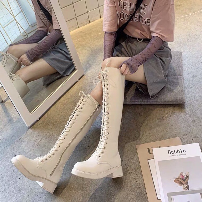 (Sẵn) Boots đùi nữ cao cổ da PU có khoá kéo chất da dày dặn mềm hàng Quảng Châu chất lượng caoo | BigBuy360 - bigbuy360.vn