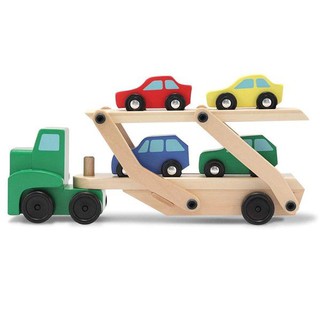 Đồ Chơi Xe Container 2 Tầng Chở 4 Xe Con Bằng Gỗ