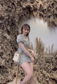 đầm hoa nhúng thun trễ vai (hàng ord chỉ 2 ngày)
