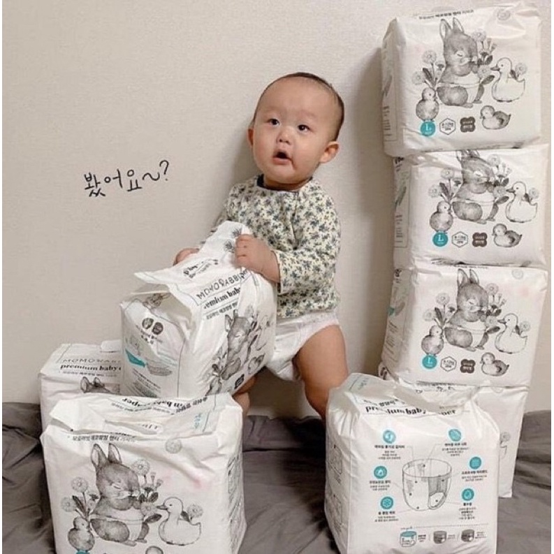 Tã/ bỉm Momo Rabbit dán/ quần đủ size S36/ M32/ L30/ XL28/ L28/ XL22/ XXL18/ M30 nội địa Hàn Quốc